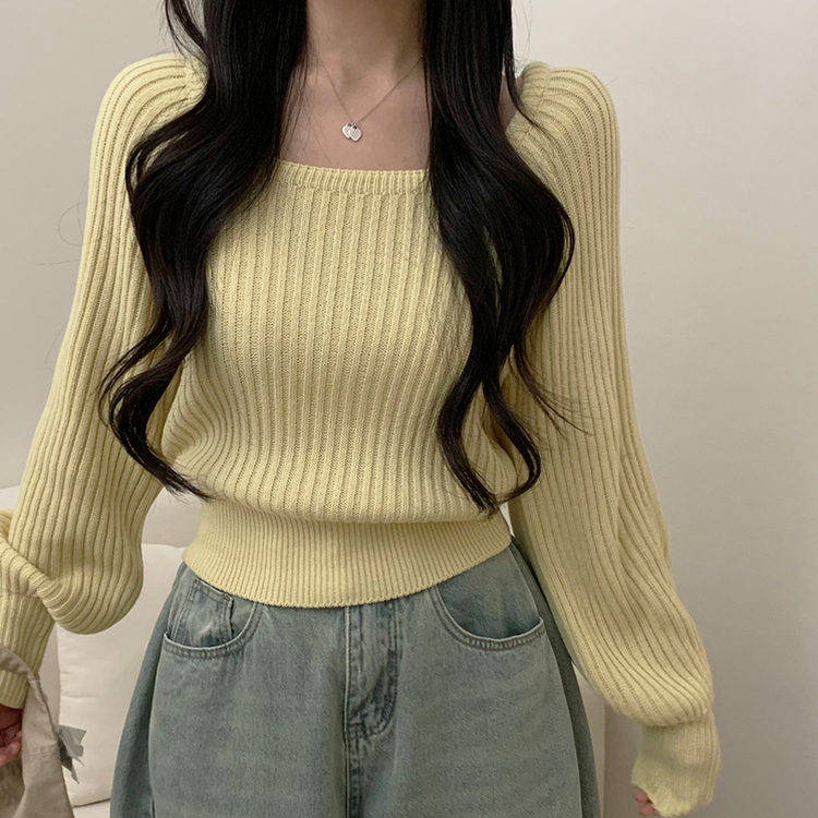 スプリングスクエアネックニット(6color) YELLOW