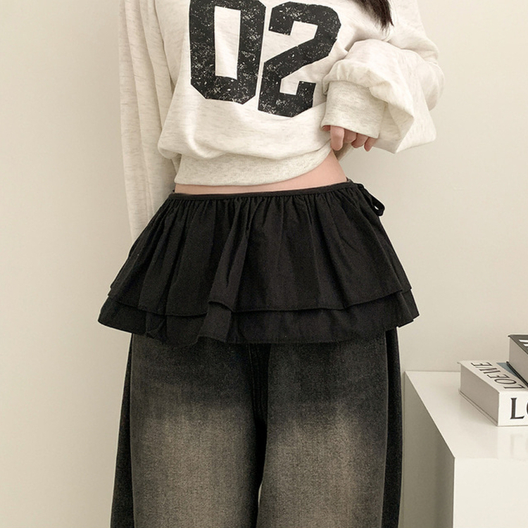 ティアードシフォンフリルミニスカート BLACK
