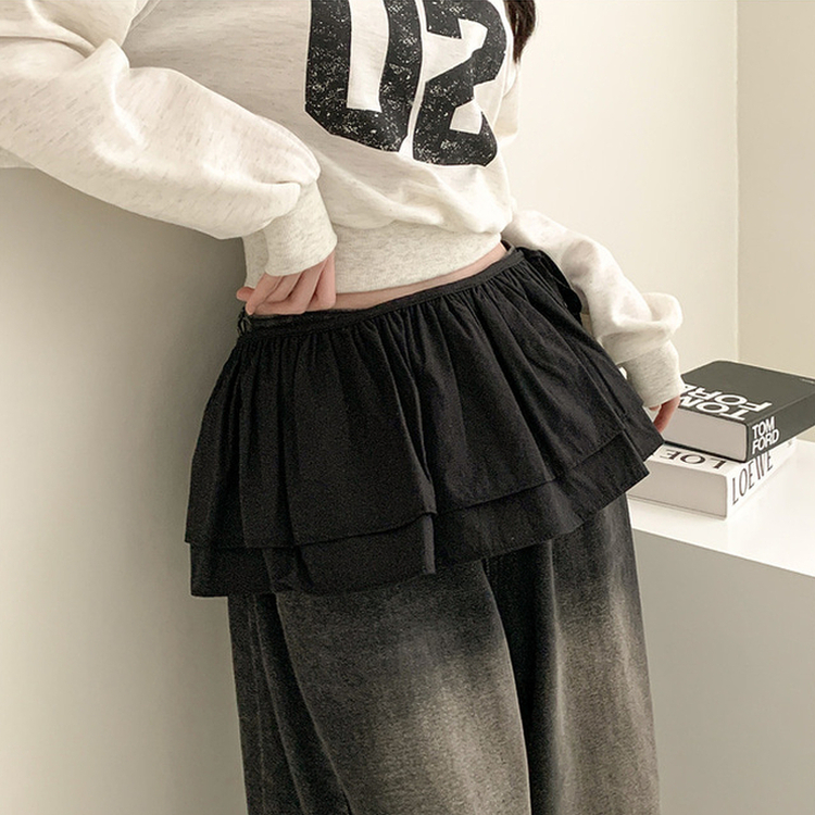 ティアードシフォンフリルミニスカート BLACK
