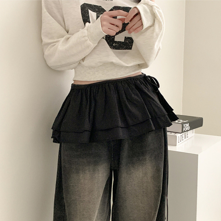 ティアードシフォンフリルミニスカート BLACK