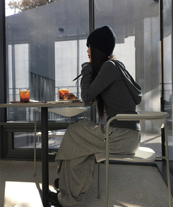 ラットスナップフードボタンTシャツ STRIPE