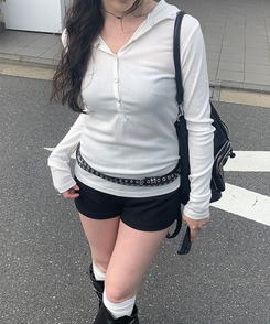 ラットスナップフードボタンTシャツ WHITE