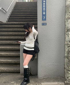 ラットスナップフードボタンTシャツ WHITE