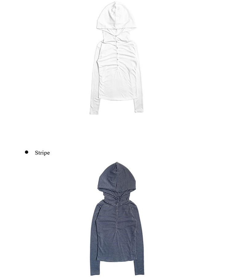 ラットスナップフードボタンTシャツ