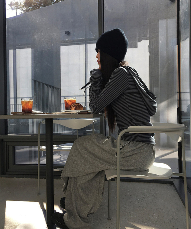 ラットスナップフードボタンTシャツ STRIPE