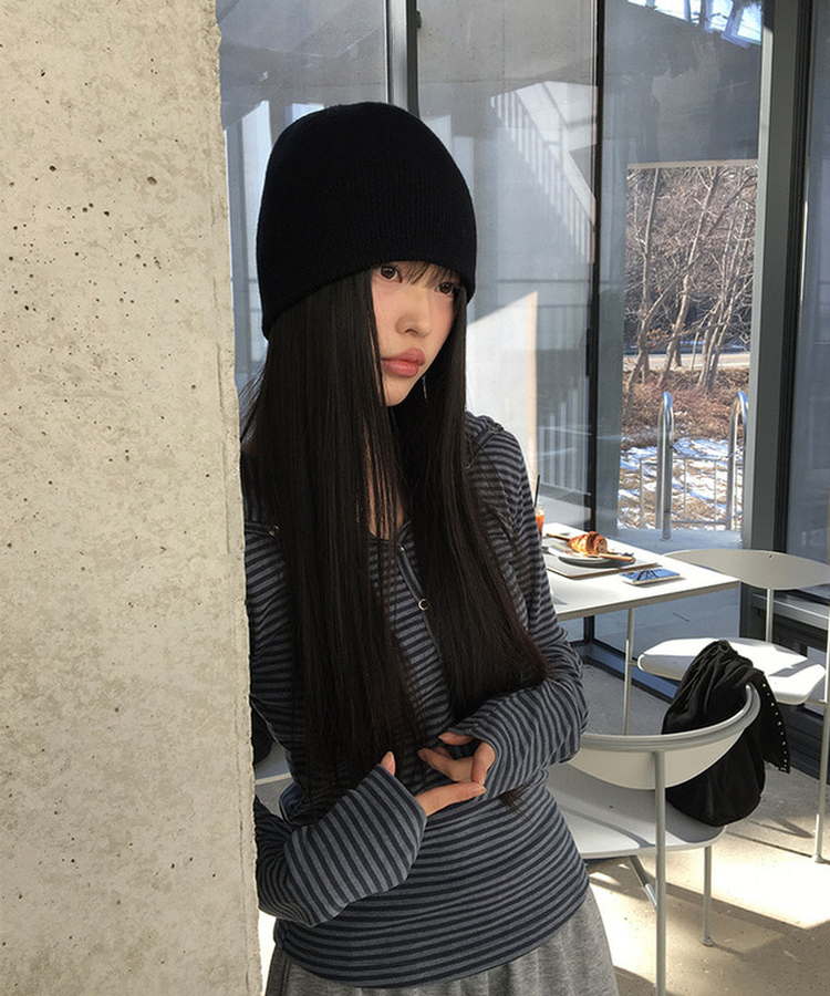 ラットスナップフードボタンTシャツ STRIPE