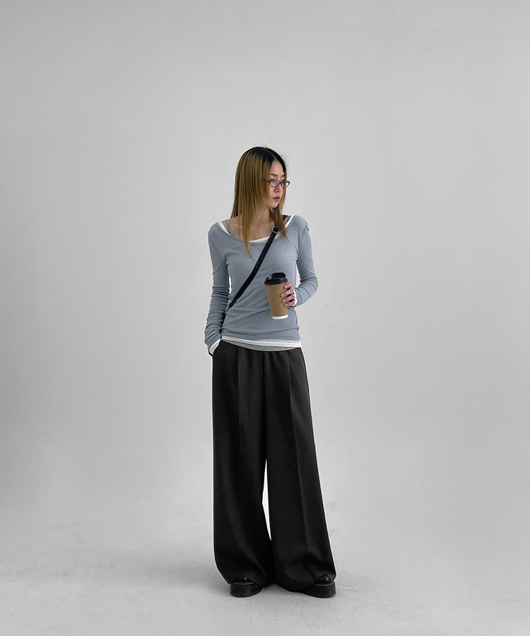 systemワイドスラックス46 SSL2267 ワンタックワイドスラックス(8color) スラックス - BLACKUP