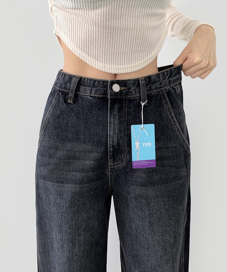 【丈別】カットラインワイドデニムパンツ DARK DENIM