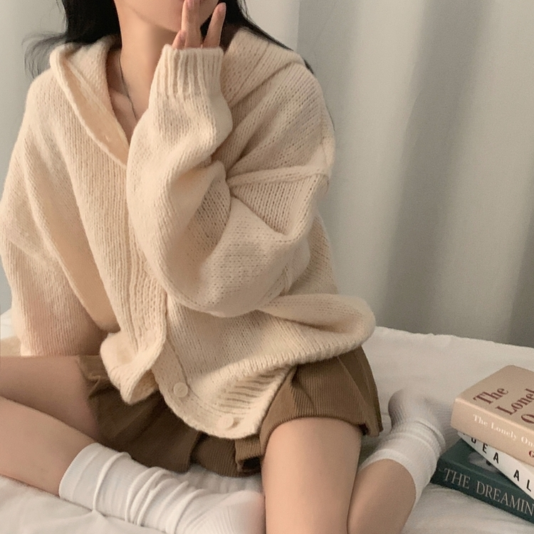 オーバーフィットフードニットカーディガン(5color) IVORY