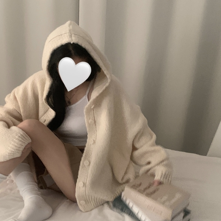 オーバーフィットフードニットカーディガン(5color) IVORY