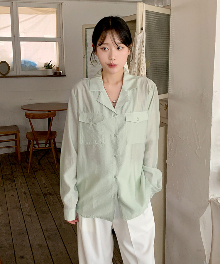 ルーニーポケットカラシャツ MINT