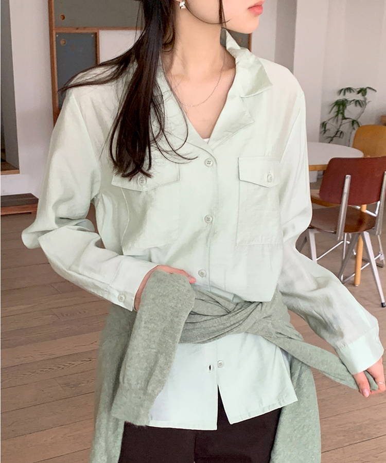 ルーニーポケットカラシャツ MINT