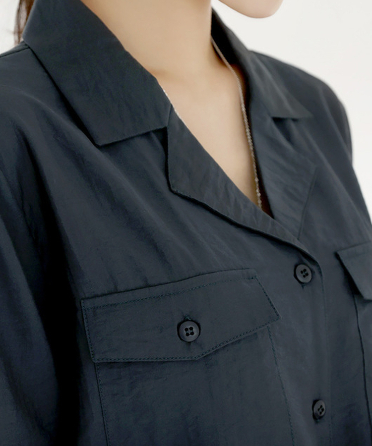 ルーニーポケットカラシャツ Charcoal Navy