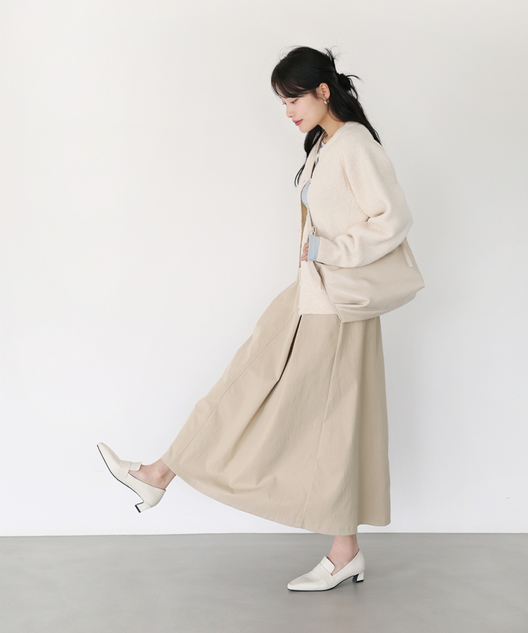 ベルトプリーツロングスカート BEIGE