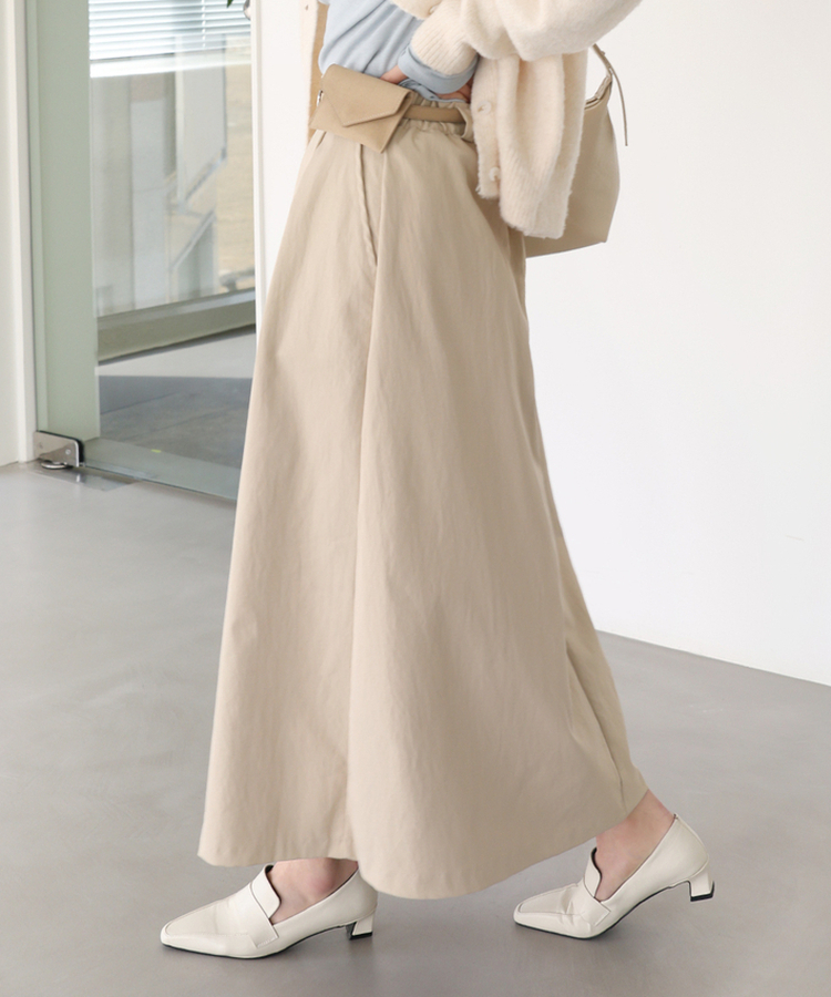 ベルトプリーツロングスカート BEIGE