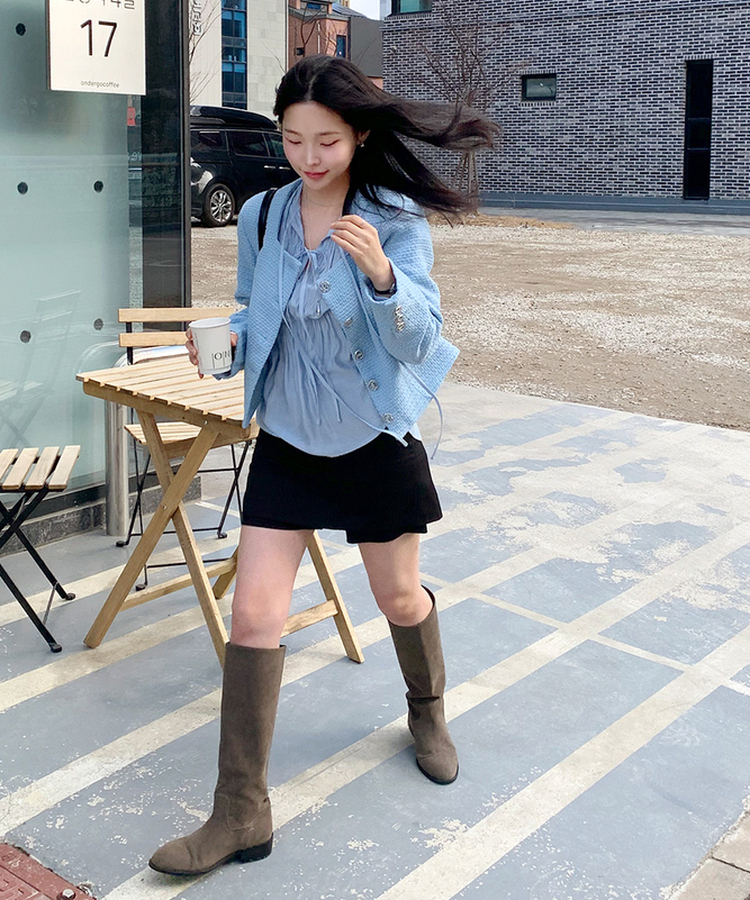 Aフィットレイヤードスカートパンツ BLACK