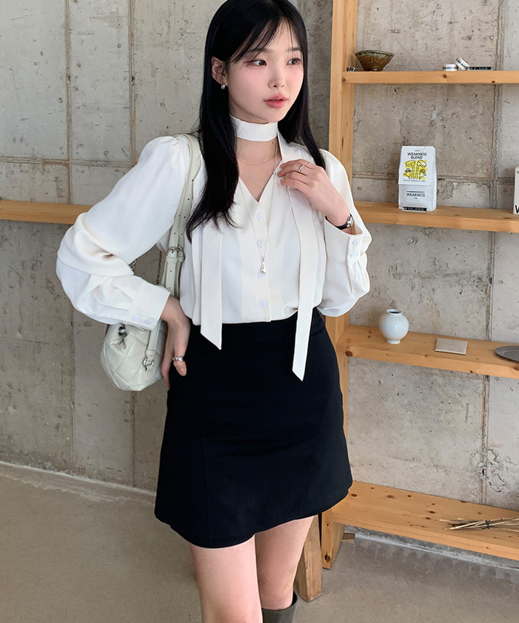 Aフィットレイヤードスカートパンツ BLACK