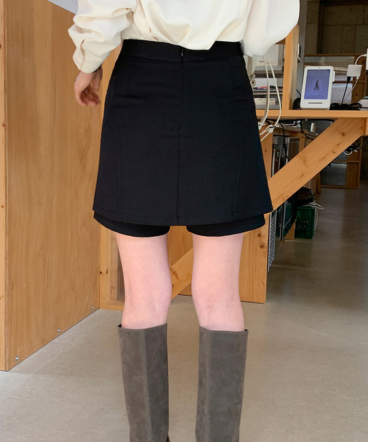 Aフィットレイヤードスカートパンツ BLACK