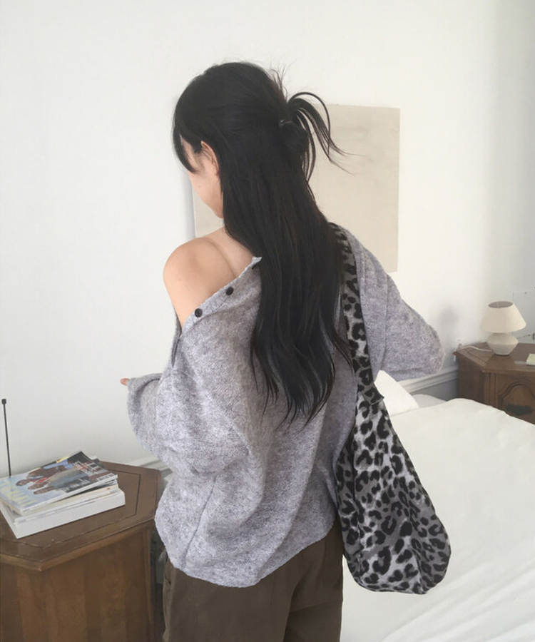レオパードクロスショルダーバッグバッグ GREY