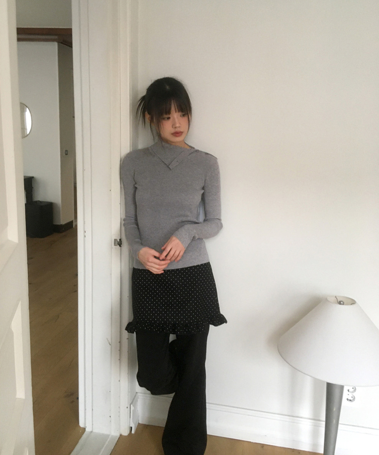 ドットフリルウールミニスカート
