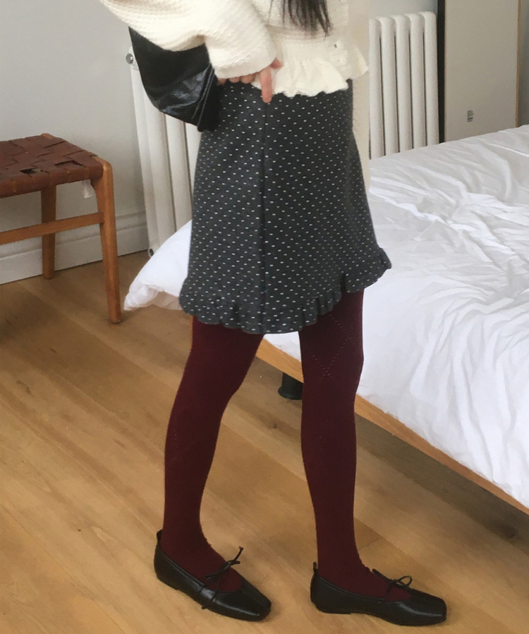 ドットフリルウールミニスカート