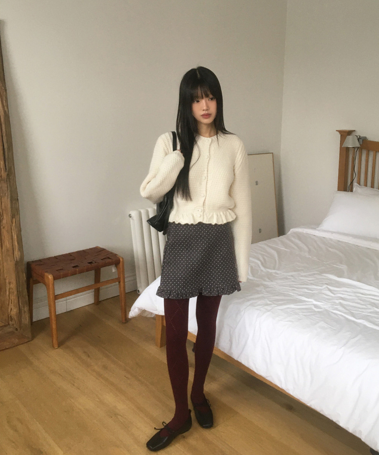 ドットフリルウールミニスカート