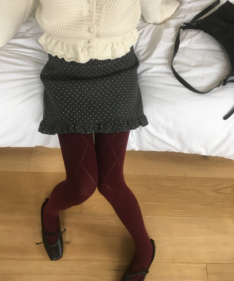 ドットフリルウールミニスカート