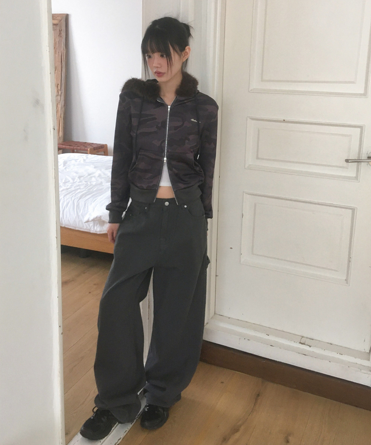 ミリタリーファーフードジップアップ
