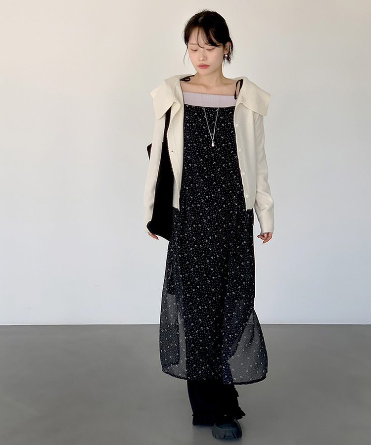 ローラシフォンビスチェロングワンピース BLACK