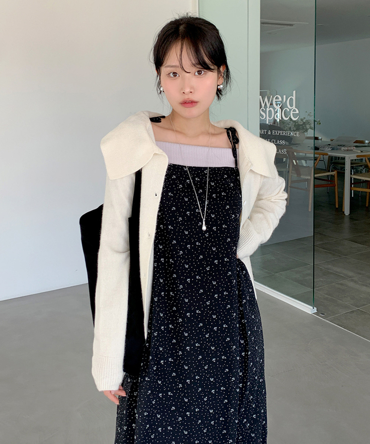 ローラシフォンビスチェロングワンピース BLACK
