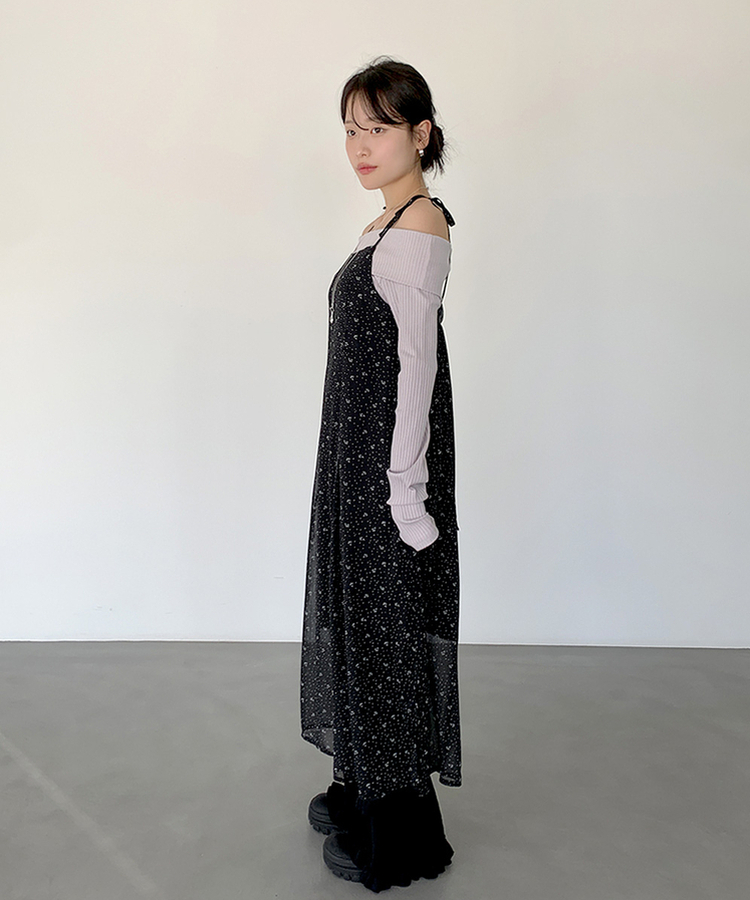 ローラシフォンビスチェロングワンピース BLACK