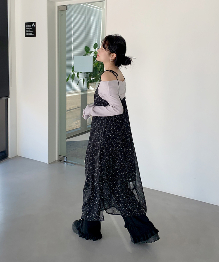 ローラシフォンビスチェロングワンピース BLACK