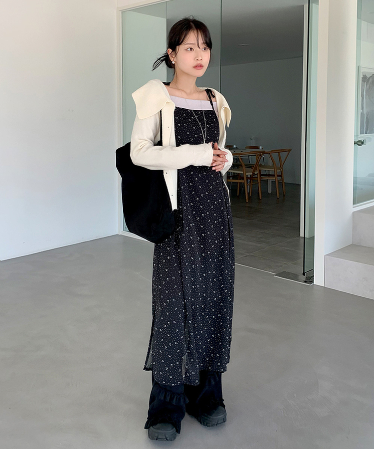 ローラシフォンビスチェロングワンピース BLACK