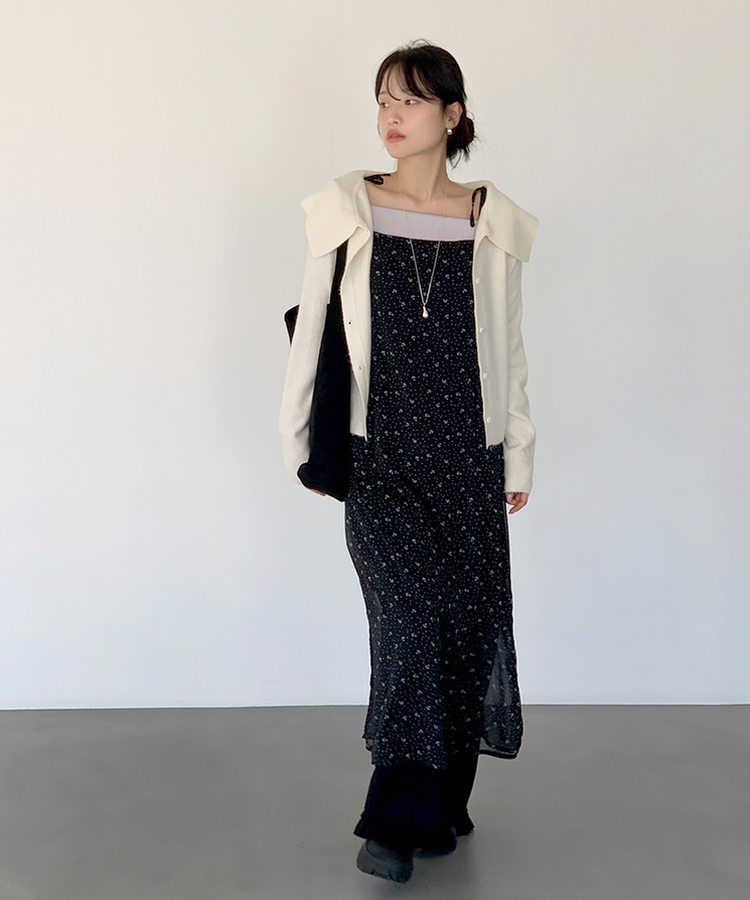 ローラシフォンビスチェロングワンピース BLACK