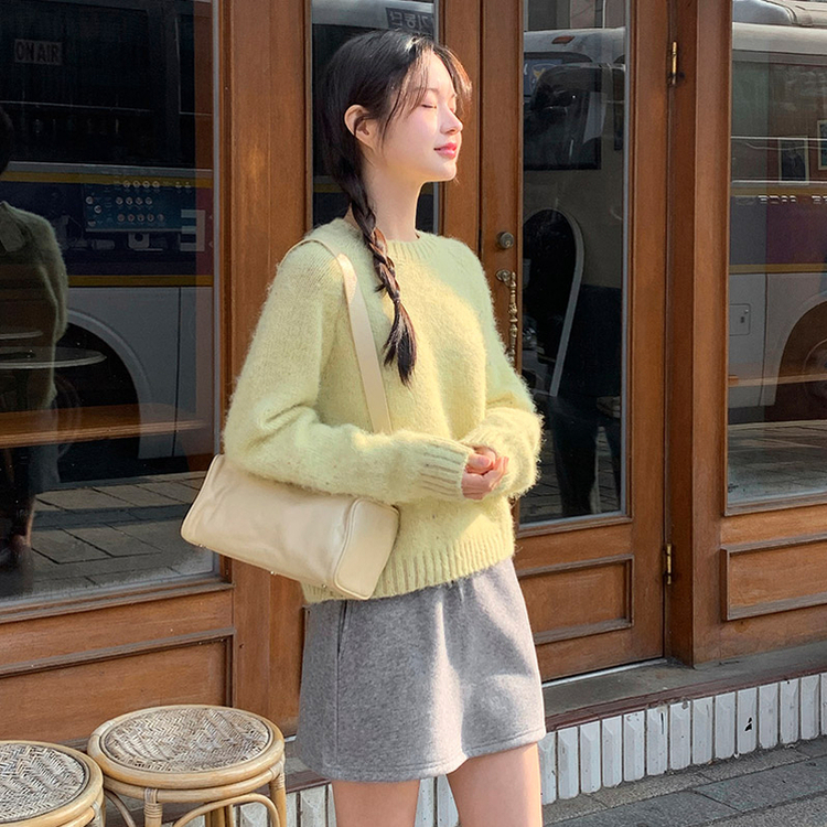 (SM/パンツ裏地/楽なフィット感) Webbit バンディングストリングニットミニスカート GRAY