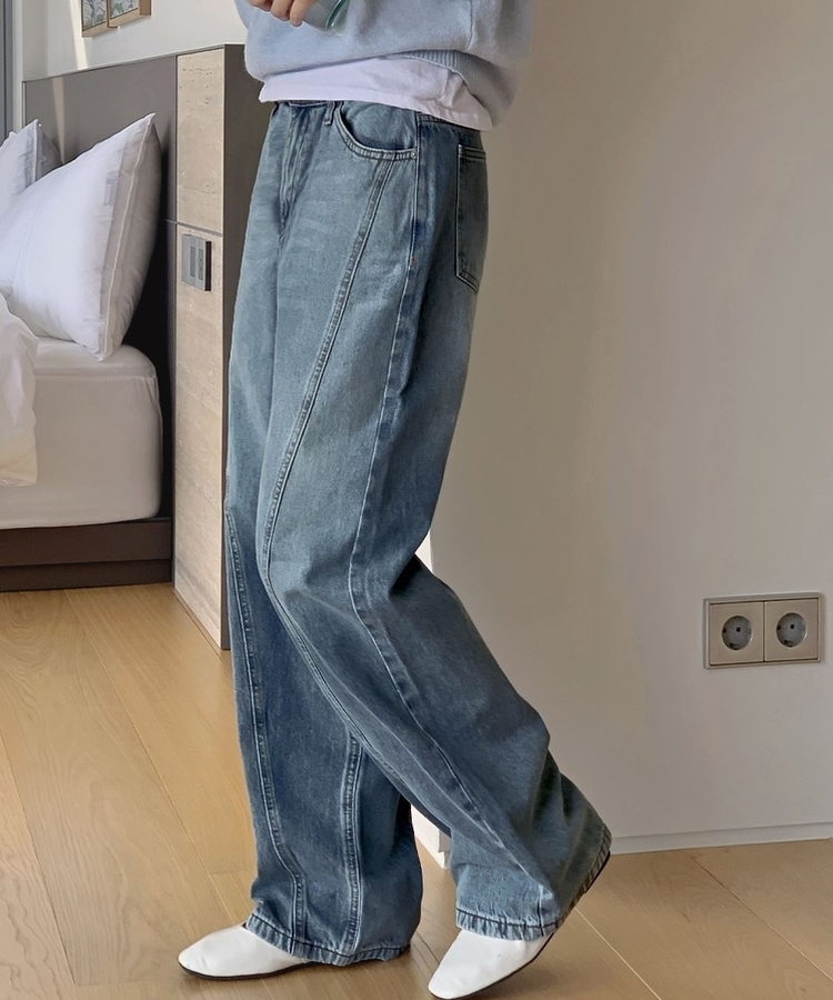 デニムスリットワイドデニムパンツ BLUE
