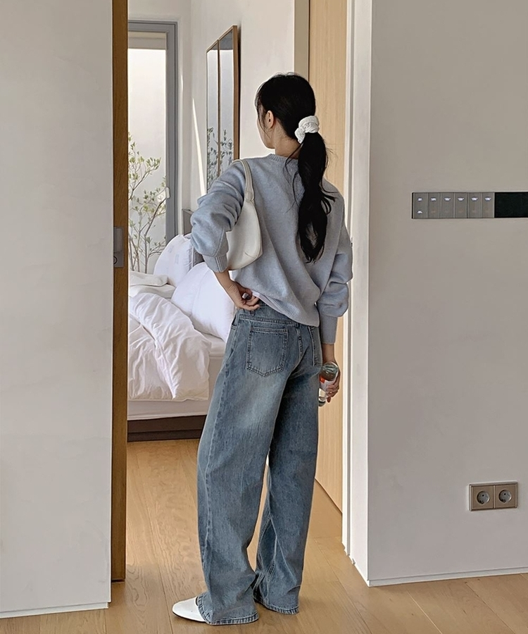 デニムスリットワイドデニムパンツ BLUE