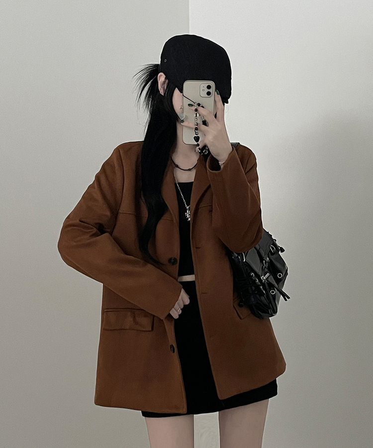 ブロックスエードボタンジャケット GOLD BROWN