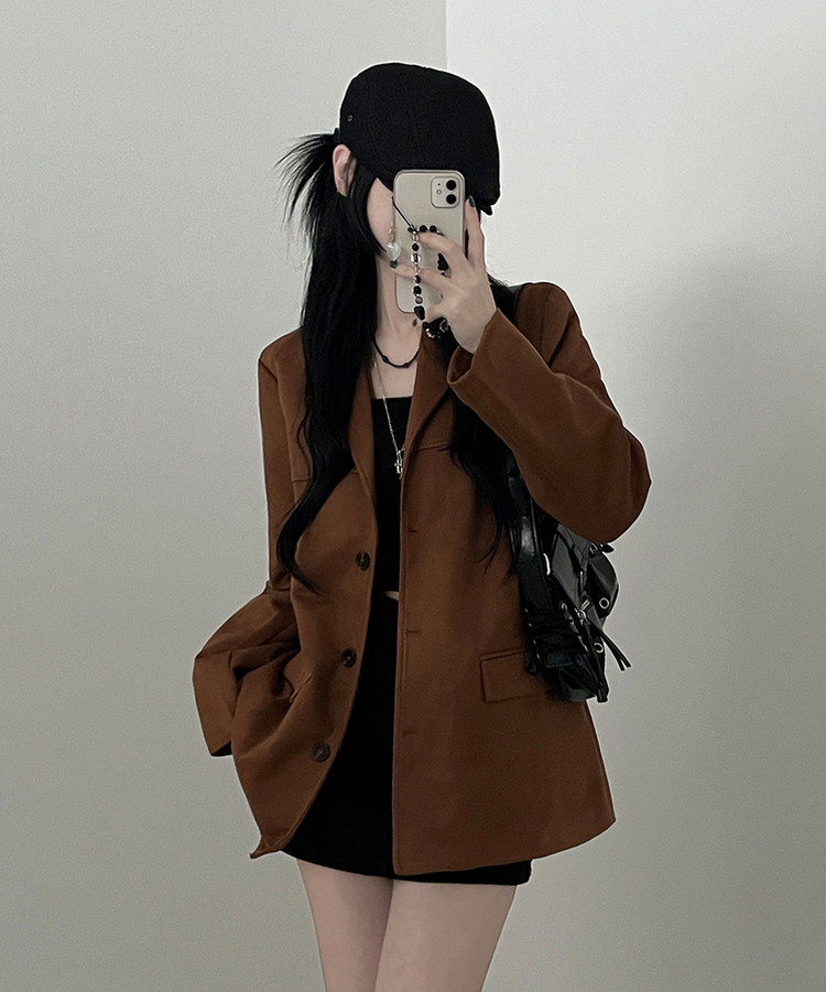 ブロックスエードボタンジャケット GOLD BROWN