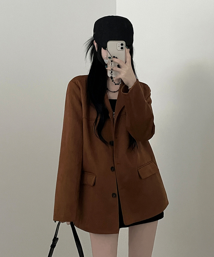ブロックスエードボタンジャケット GOLD BROWN