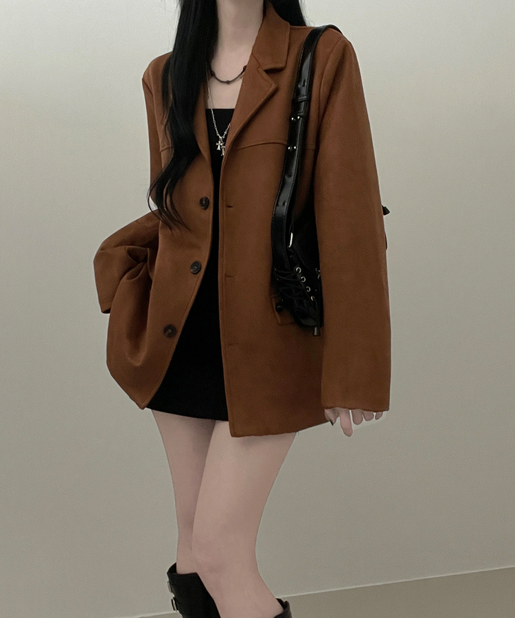 ブロックスエードボタンジャケット GOLD BROWN