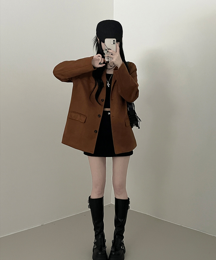 ブロックスエードボタンジャケット GOLD BROWN