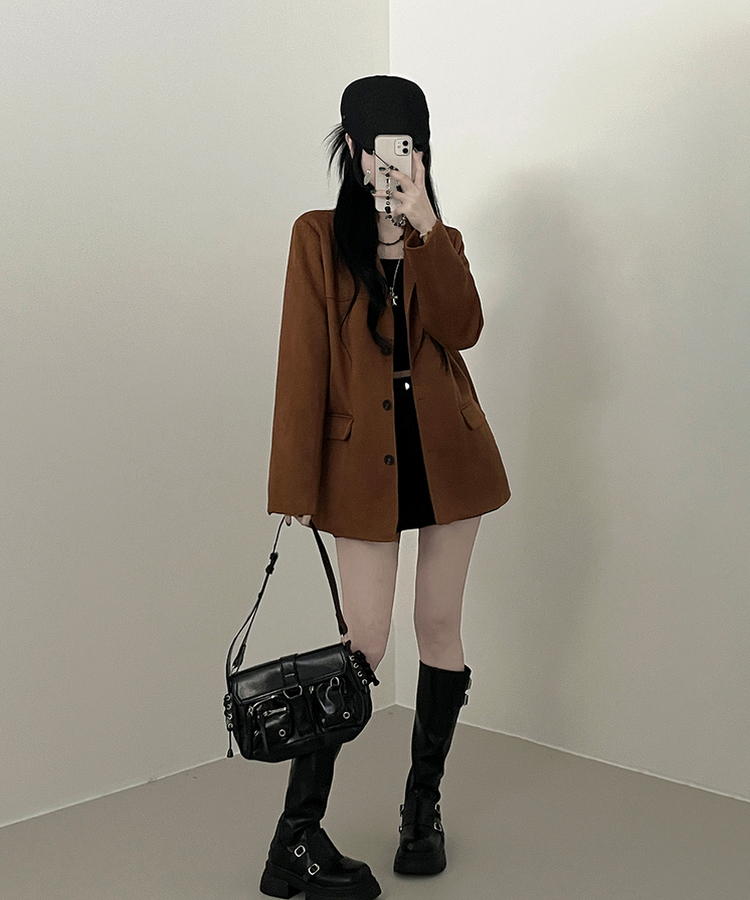 ブロックスエードボタンジャケット GOLD BROWN