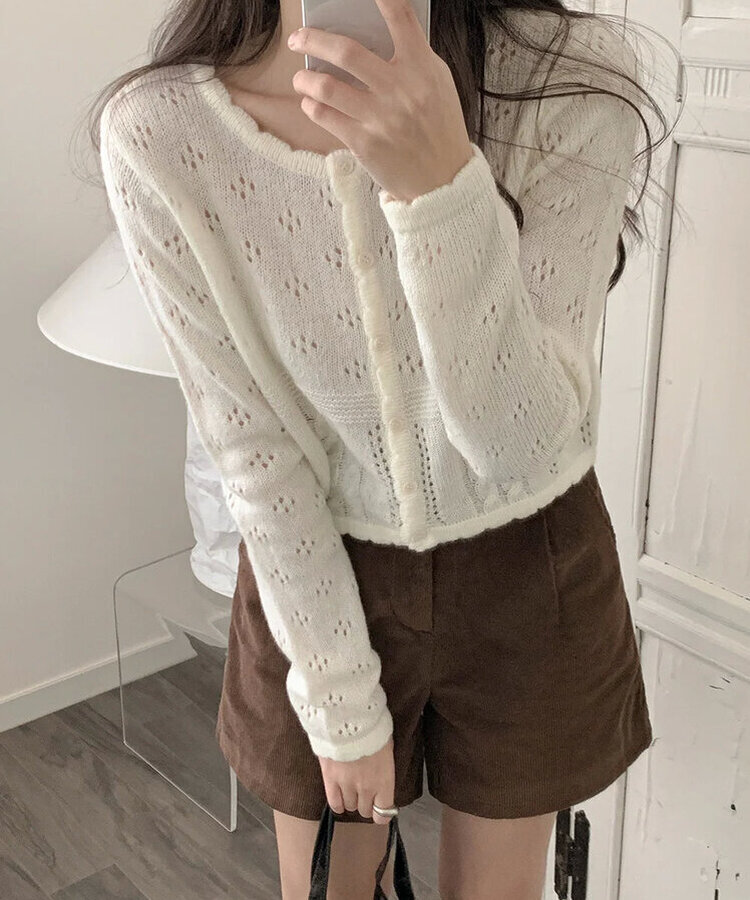 パンチングカーディガン(5color) IVORY