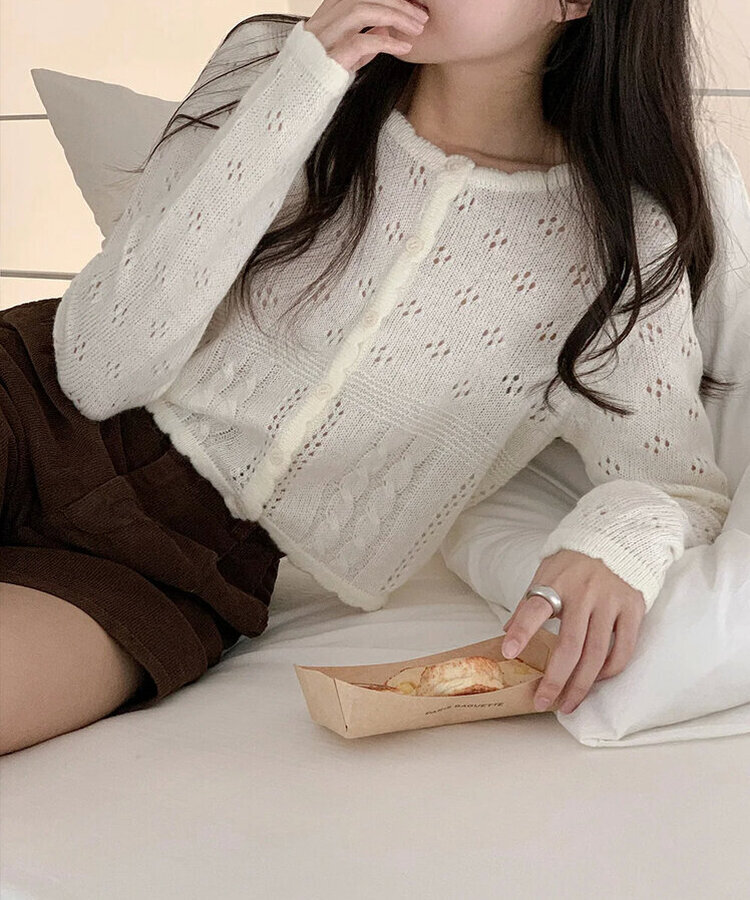 パンチングカーディガン(5color) IVORY