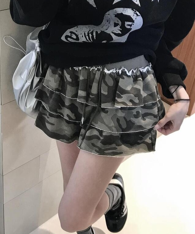 ミリタリーティアードスカート KHAKI