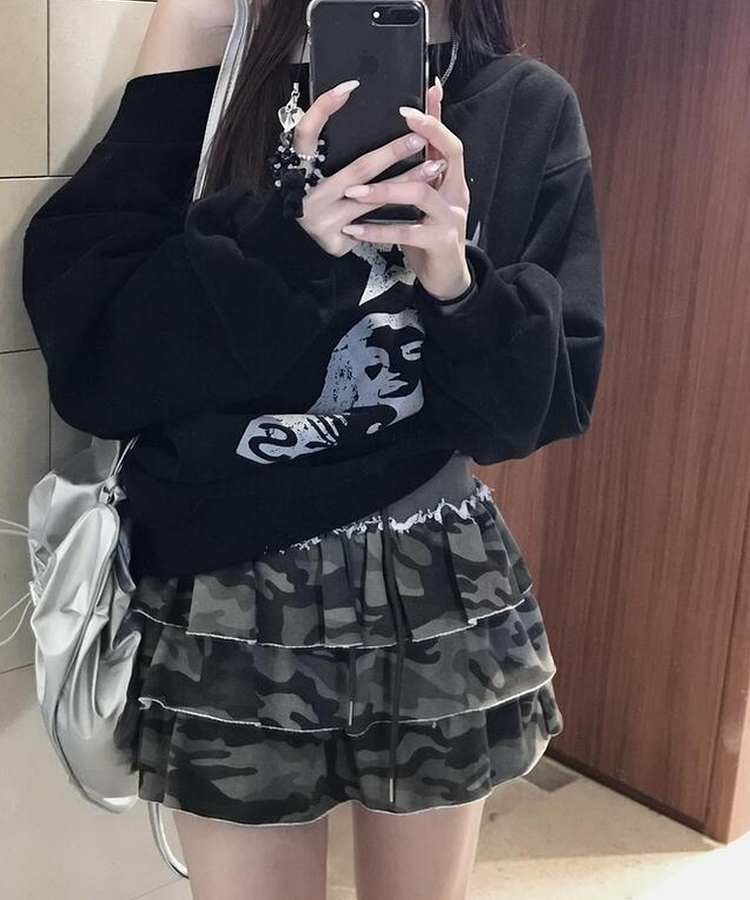 ミリタリーティアードスカート KHAKI