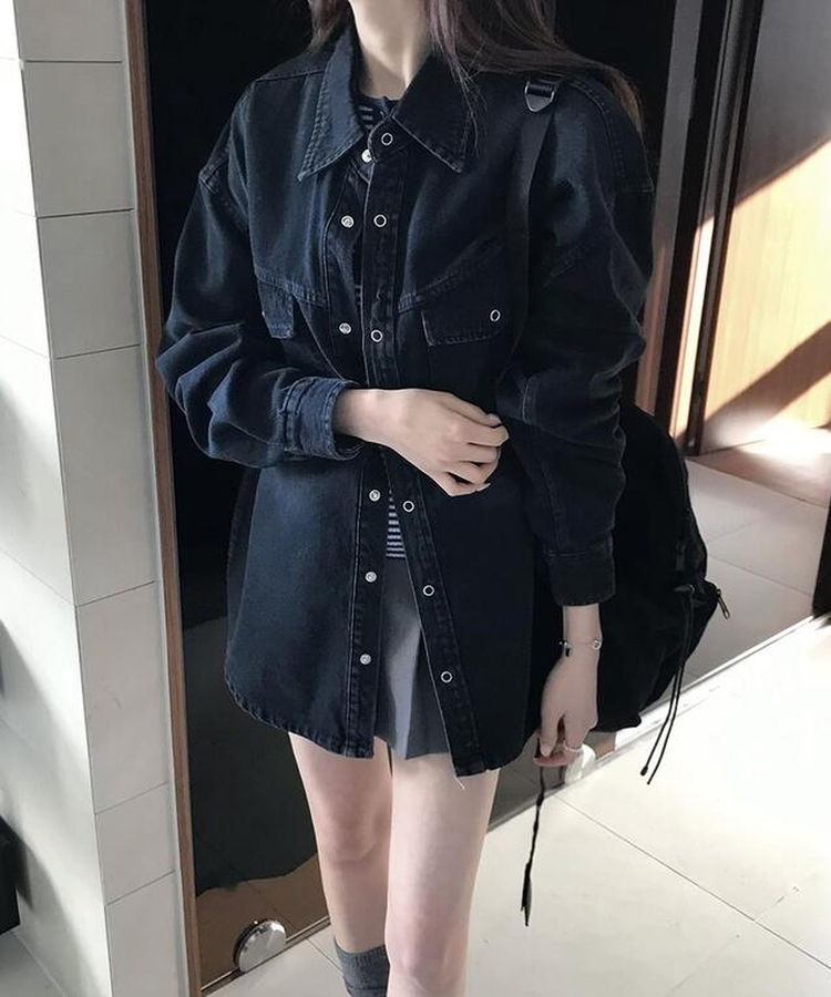 イサクデニムボタンシャツ MIDNIGHT BLACK