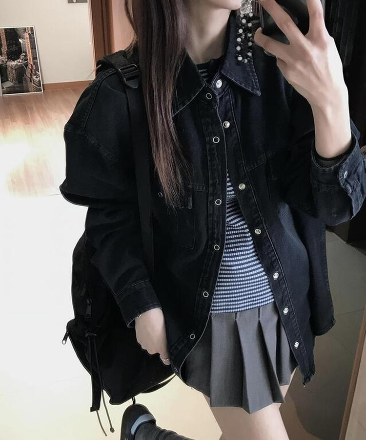イサクデニムボタンシャツ MIDNIGHT BLACK