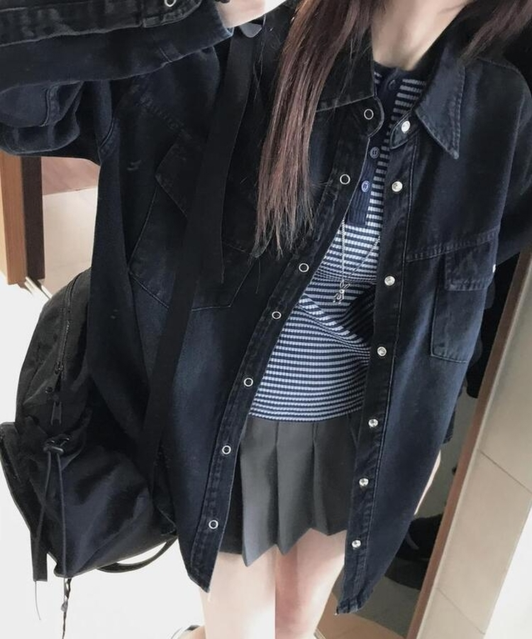 イサクデニムボタンシャツ MIDNIGHT BLACK